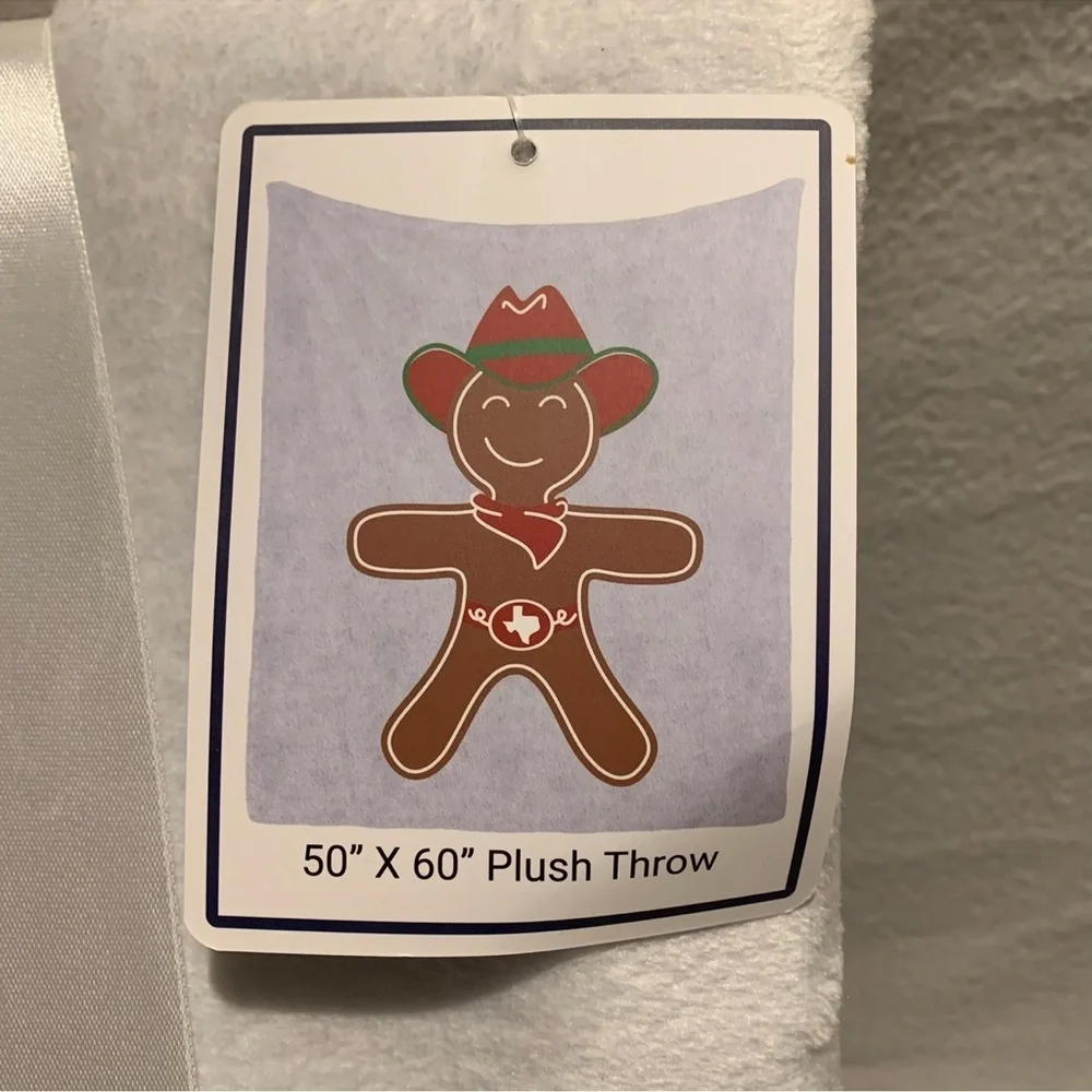 Cowboy Gingerbread Man Throw Blanket - Brown and White 50” x 60”